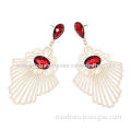 Luxury and Graceful Gold-plated Drop Earrings with Red Crystal Decoration, Comes in Various ColorsNew